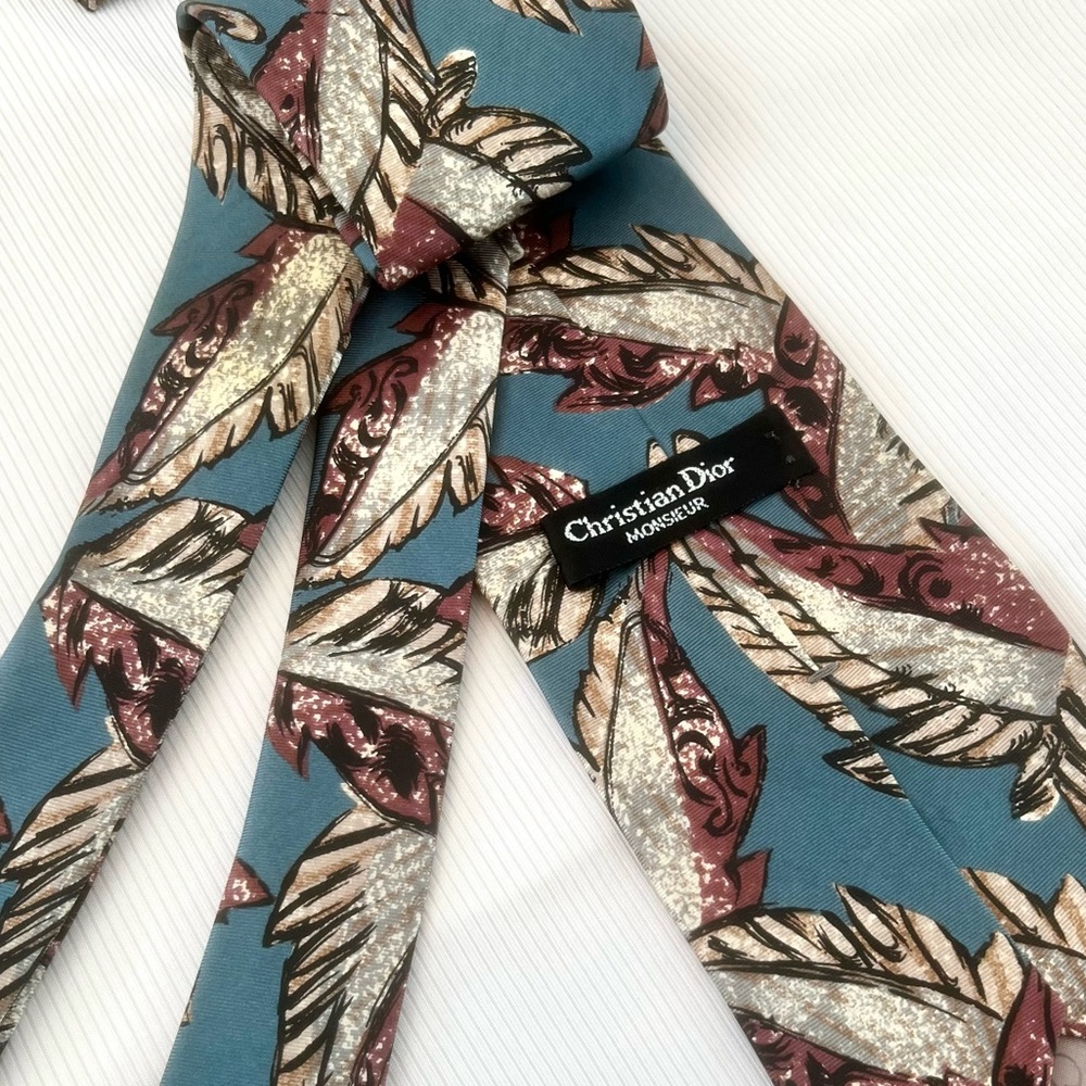 Dior leaves print silk tie